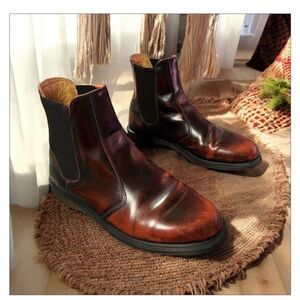 Dr Martens Kensington Flora Chelsea Oxblood Red Leather Distressed Boot Sz8​